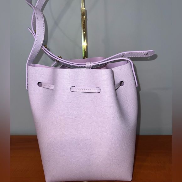Mansur Gavriel Mini Leather Bucket Bag in Lavender - Picture 3 of 7